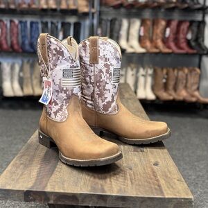 KUT Cowboy Work Boots Men's Western Patriot Flag Leather Square Toe Camo 11.5